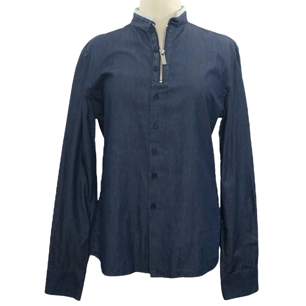 Dirk Bikkembergs Sport Couture Blue Chambray Long Sleeve Womens Top Medium
